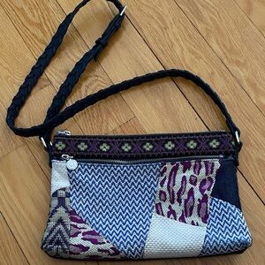 Desigual Purple and Blue Patchwork Crossbody Bag